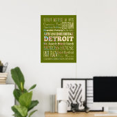 Attraktionen & berühmte Orte von Detroit, Michigan Poster (Heimbüro)