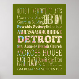 Attraktionen & berühmte Orte von Detroit, Michigan Poster