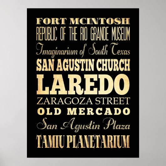 Attraktionen & berühmte Orte von Laredo, Texas Poster (Vorne)