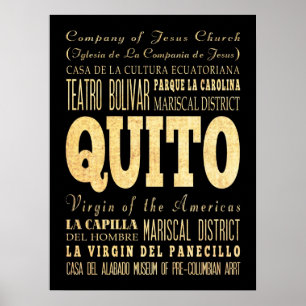 Attraktionen und berühmte Orte in Quito, Ecuador Poster