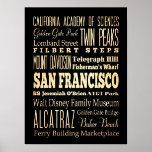 Attraktionen und berühmte Orte in San Francisco, C Poster