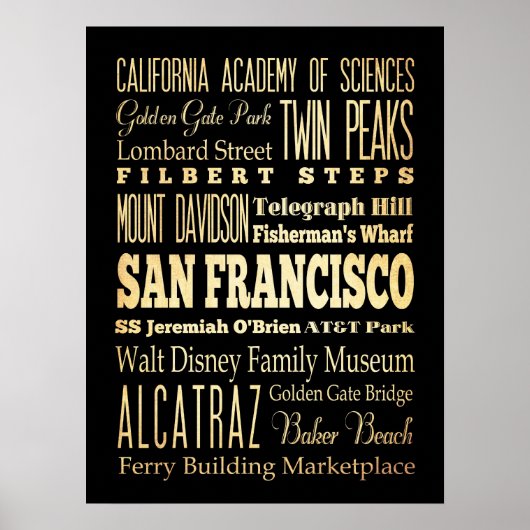 Attraktionen und berühmte Orte in San Francisco, C Poster (Vorne)