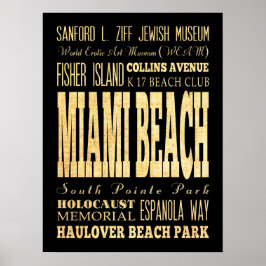Attraktionen und berühmte Orte von Miami Beach, Fl Poster