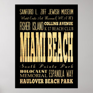 Attraktionen und berühmte Orte von Miami Beach, Fl Poster