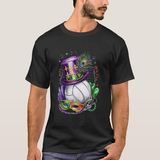 Attraktiv Mardi Gras Mix Volleyball Kostüm Festi T-Shirt (Vorderseite)