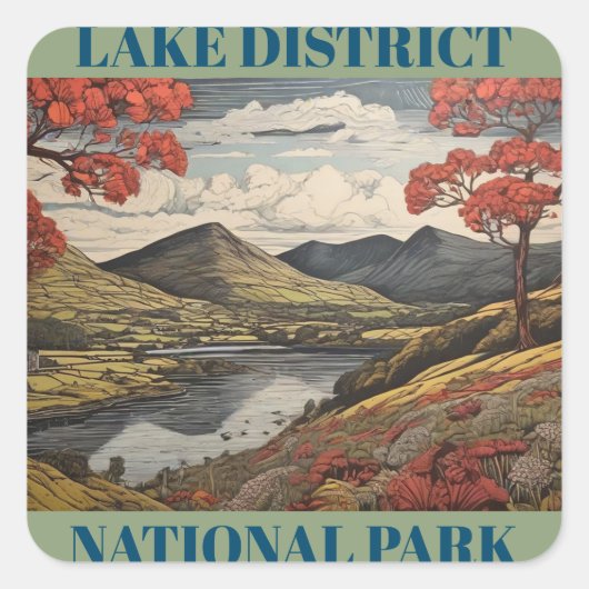 Attraktive Aufkleber mit Lakeland-Szene (Vorderseite)