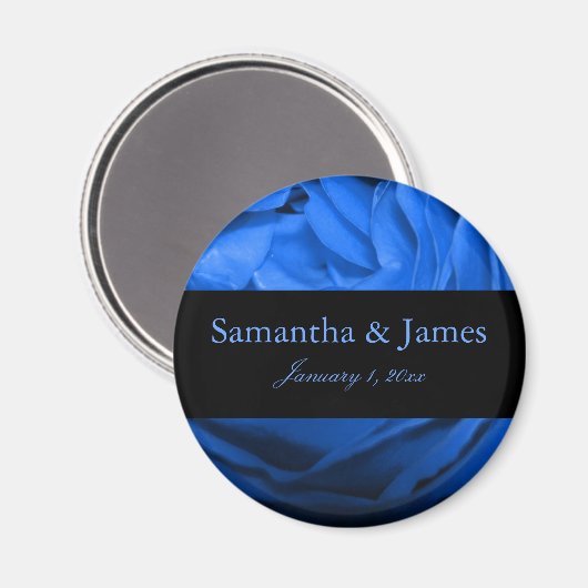 Attraktive Blue Rose Personal Wedding Magnet (Vorderseite/Rückseite)
