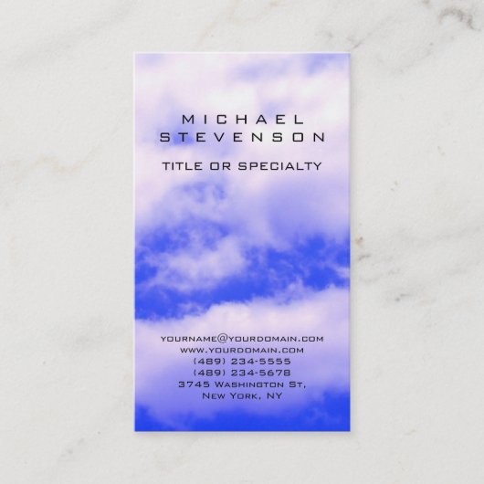 Attraktive Blue Sky White Clouds Business Card Visitenkarte (Vorderseite)
