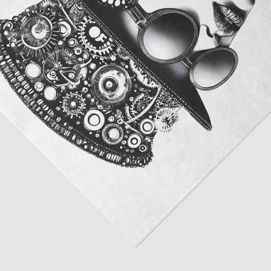 Attraktive Chic Steampunk Frau AC7 Dekoupage Seidenpapier (Ausschnitt)