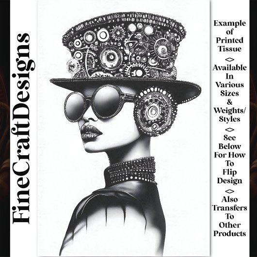 Attraktive Chic Steampunk Frau AC7 Dekoupage Seidenpapier