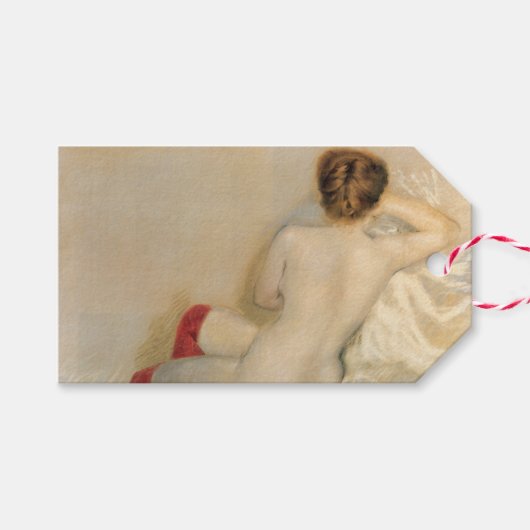 Attraktive Frau mit roten Strümpfen Geschenkanhänger (Vorderseite (Horizontal))