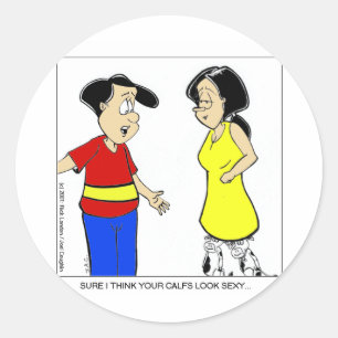 Attraktive Kälber? Funny Cartoon T-Shirts & Gesche Runder Aufkleber