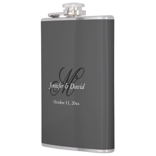 Attraktive Kalligrafie-Monogramm-Hochzeit Flachmann (Links)