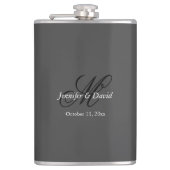 Attraktive Kalligrafie-Monogramm-Hochzeit Flachmann (Vorderseite)