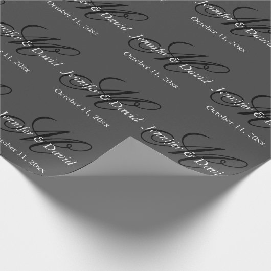 Attraktive Kalligrafie-Monogramm-Hochzeit Geschenkpapier (Ecke)