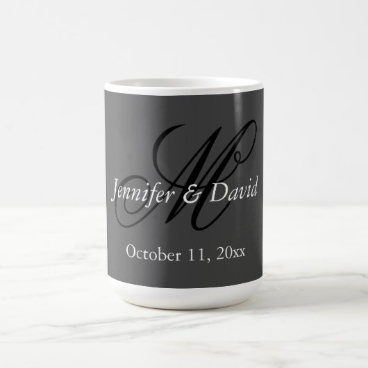 Attraktive Kalligrafie-Monogramm-Hochzeit Kaffeetasse (Mittel)