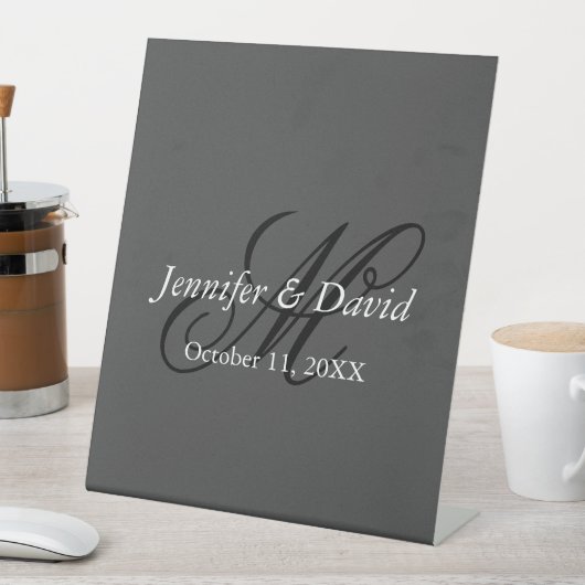 Attraktive Kalligrafie-Monogramm-Hochzeit Sockelschild (In Situ)
