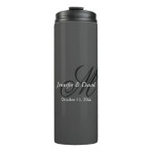 Attraktive Kalligrafie-Monogramm-Hochzeit Thermosbecher (Vorderseite)