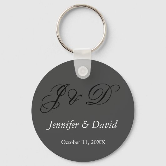 Attraktive Kalligrafie-Schrift-Monogramm-Hochzeit Schlüsselanhänger (Vorderseite)