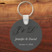 Attraktive Kalligrafie-Schrift-Monogramm-Hochzeit Schlüsselanhänger (Vorderseite)