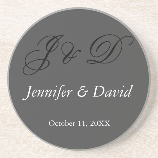 Attraktive kalligraphische Script Monogram Wedding Getränkeuntersetzer (Vorne)