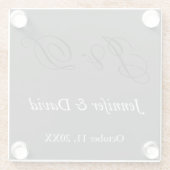 Attraktive kalligraphische Script Monogram Wedding Glasuntersetzer (Rückseite)