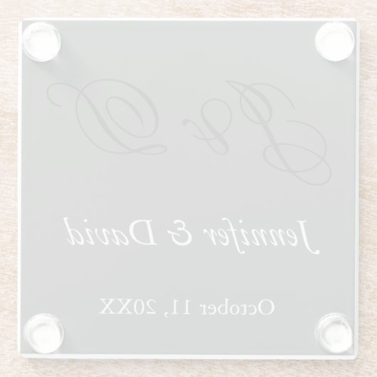 Attraktive kalligraphische Script Monogram Wedding Glasuntersetzer (Rückseite)