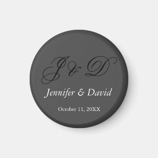 Attraktive kalligraphische Script Monogram Wedding Magnet (Vorne)