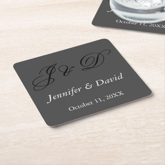 Attraktive kalligraphische Script Monogram Wedding Rechteckiger Pappuntersetzer (angewinkelt)