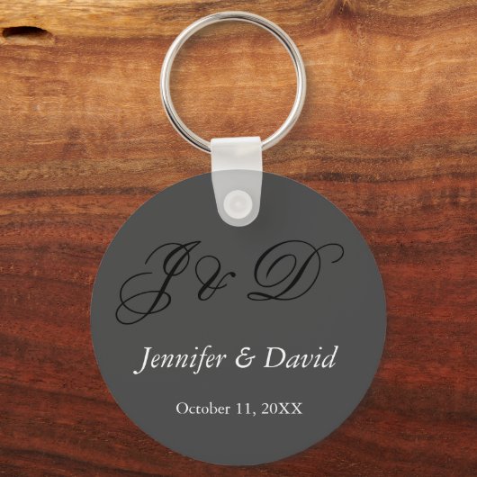 Attraktive kalligraphische Script Monogram Wedding Schlüsselanhänger (Vorderseite)