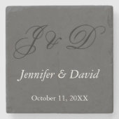 Attraktive kalligraphische Script Monogram Wedding Steinuntersetzer (Vorderseite)