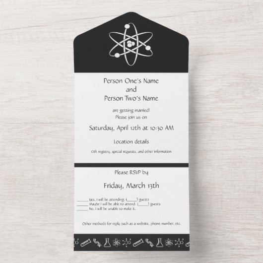 Attraktive Kräfte in Schwarz All In One Einladung (Innen Boden)