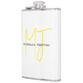 Attraktive Monogram gelb weiß Moderne Minimalistis Flachmann (Links)