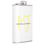 Attraktive Monogram gelb weiß Moderne Minimalistis Flachmann (Rechts)