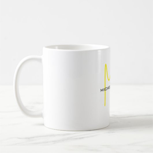 Attraktive Monogram gelb weiß Moderne Minimalistis Kaffeetasse (Links)