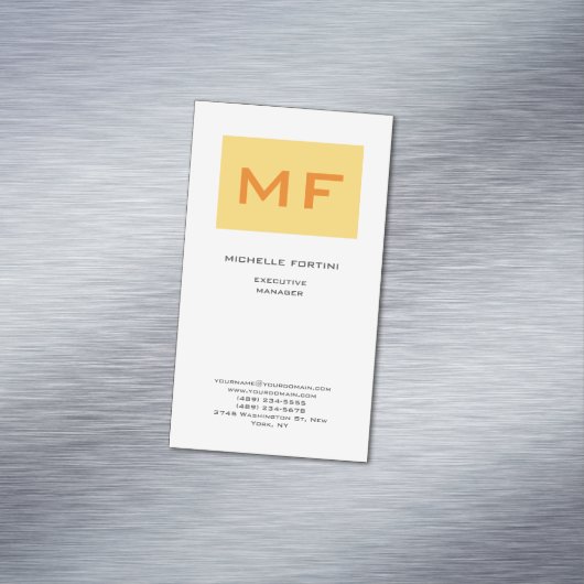 Attraktive Monogram gelb weiß Moderne Minimalistis Magnetische Visitenkarte (Beispiel)