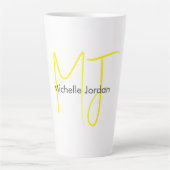 Attraktive Monogram gelb weiß Moderne Minimalistis Milchtasse (Vorderseite)