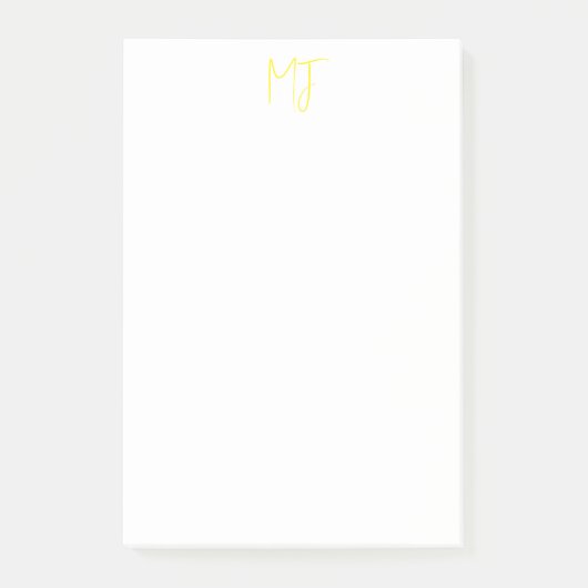 Attraktive Monogram gelb weiß Moderne Minimalistis Post-it Klebezettel (Vorderseite)
