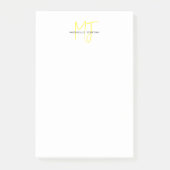 Attraktive Monogram gelb weiß Moderne Minimalistis Post-it Klebezettel (Vorderseite)