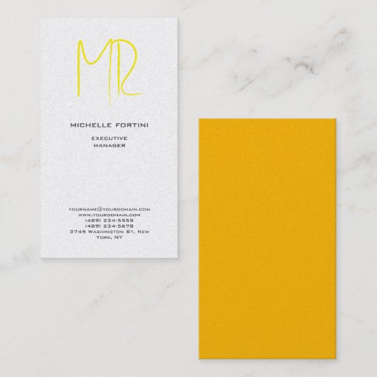 Attraktive Monogram gelb weiß Moderne Minimalistis Visitenkarte (Vorne/Hinten)