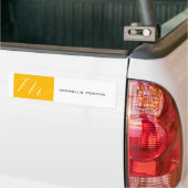 Attraktive Monogram gelb weiß Moderne Schlicht Autoaufkleber (Auf Lkw)