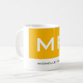 Attraktive Monogram gelb weiß Moderne Schlicht Kaffeetasse (Vorderseite Links)