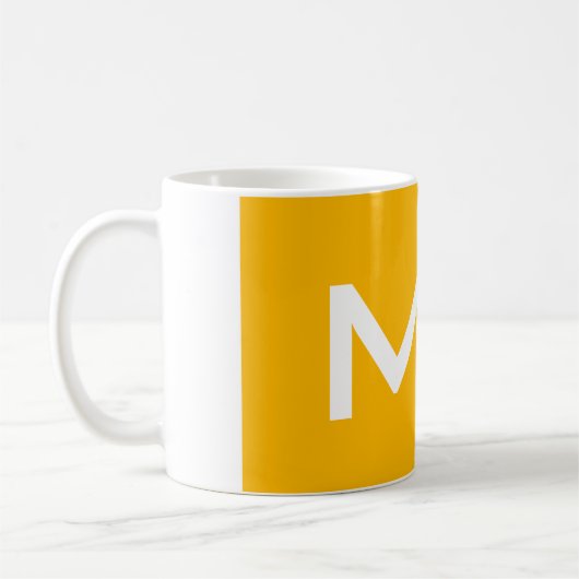 Attraktive Monogram gelb weiß Moderne Schlicht Kaffeetasse (Links)