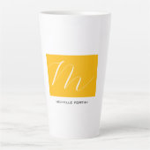 Attraktive Monogram gelb weiß Moderne Schlicht Milchtasse (Vorderseite)