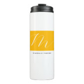 Attraktive Monogram gelb weiß Moderne Schlicht Thermosbecher (Vorderseite)
