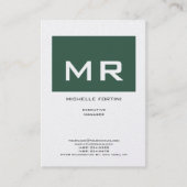 Attraktive Monogram Green White Premium Pearl Visitenkarte (Vorderseite)