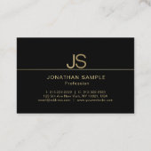 Attraktive Monogram Moderne elegante Black Gold Lu Visitenkarte (Rückseite)