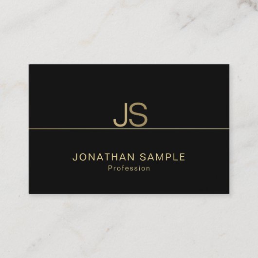 Attraktive Monogram Moderne elegante Black Gold Lu Visitenkarte (Vorderseite)