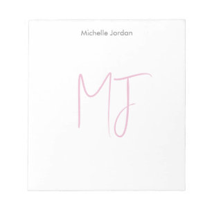 Attraktive Monogram Pink White Modern Minimalistis Notizblock