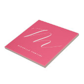 Attraktive Monogram Pink White Modern Schlicht Fliese (Seite)